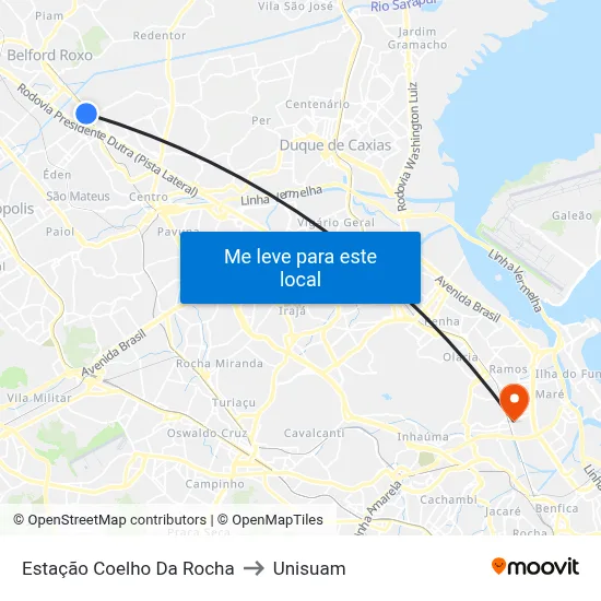 Estação Coelho Da Rocha to Unisuam map