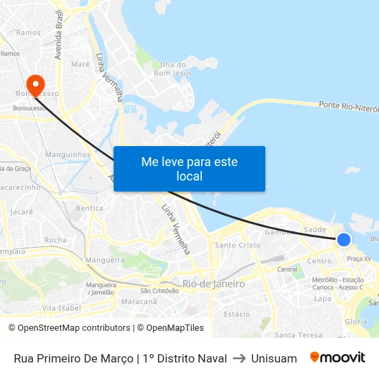 Rua Primeiro De Março | 1º Distrito Naval to Unisuam map