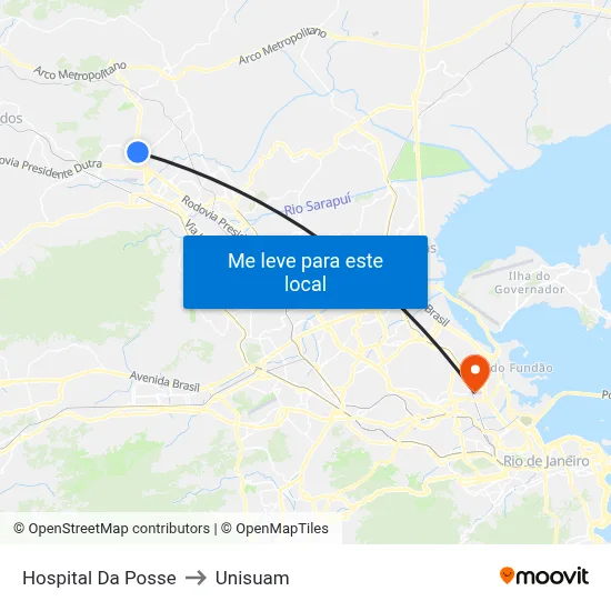 Hospital Da Posse to Unisuam map