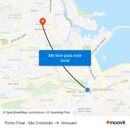 Ponto Final - São Cristóvão to Unisuam map