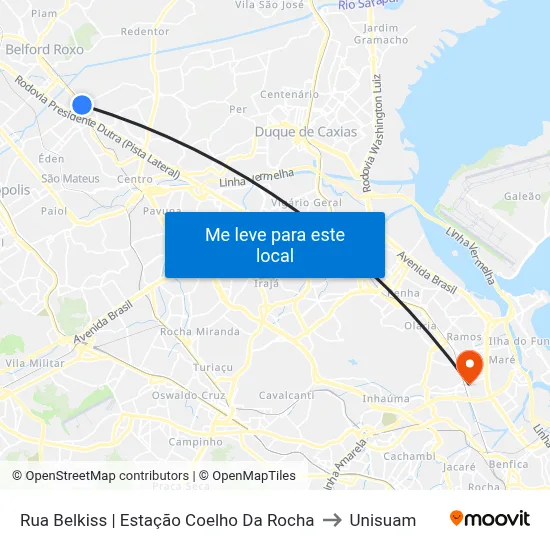 Rua Belkiss | Estação Coelho Da Rocha to Unisuam map