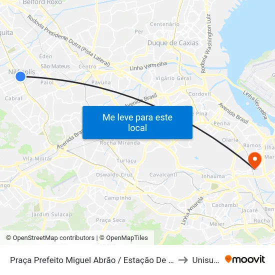 Praça Prefeito Miguel Abrão / Estação De Nilópolis to Unisuam map