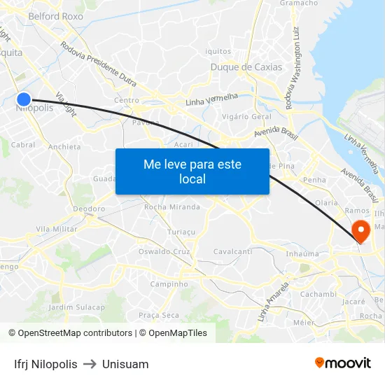 Ifrj Nilopolis to Unisuam map