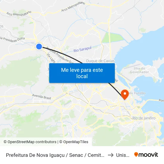 Prefeitura De Nova Iguaçu / Senac / Cemitério Municipal to Unisuam map