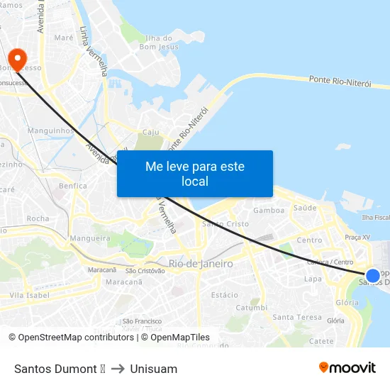 Santos Dumont ✈ to Unisuam map