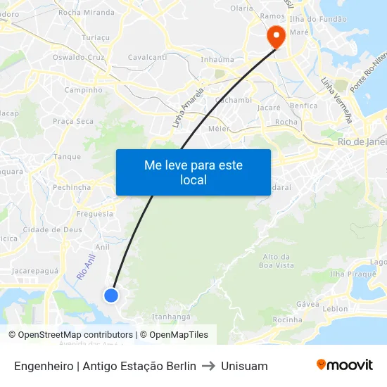 Engenheiro | Antigo Estação Berlin to Unisuam map