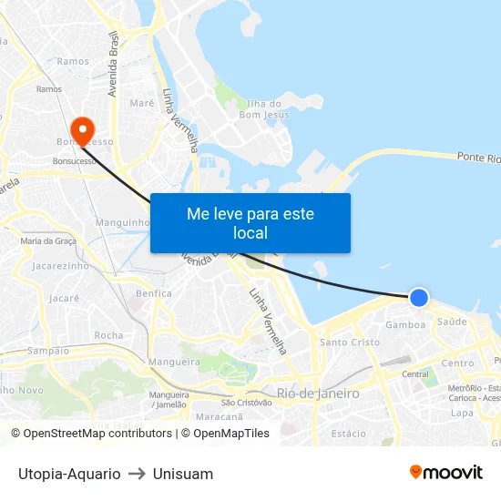 Utopia-Aquario to Unisuam map