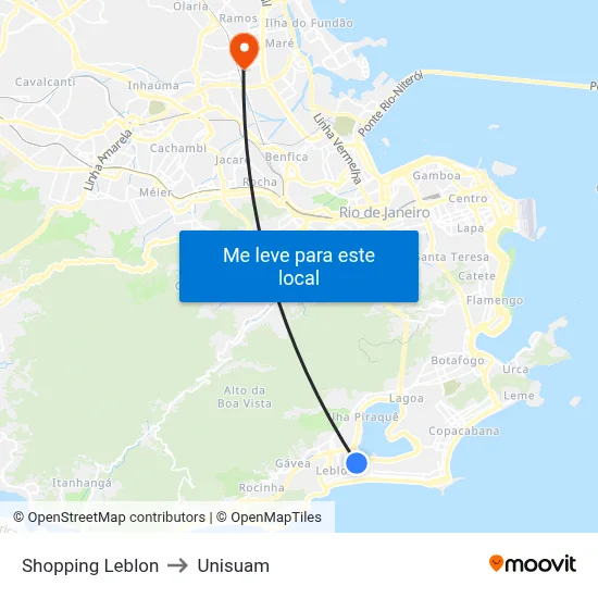 Shopping Leblon to Unisuam map