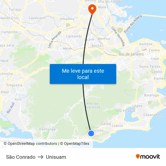 São Conrado to Unisuam map