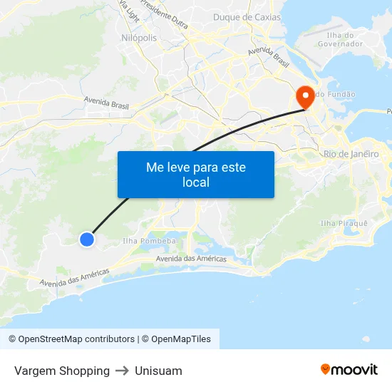 Vargem Shopping to Unisuam map
