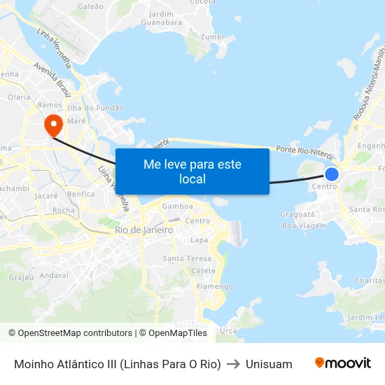 Moinho Atlântico III (Linhas Para O Rio) to Unisuam map