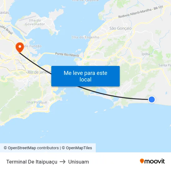 Terminal De Itaipuaçu to Unisuam map
