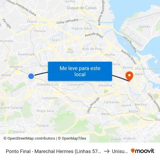 Ponto Final - Marechal Hermes (Linhas 570p E 731) to Unisuam map