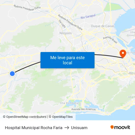 Hospital Municipal Rocha Faria to Unisuam map