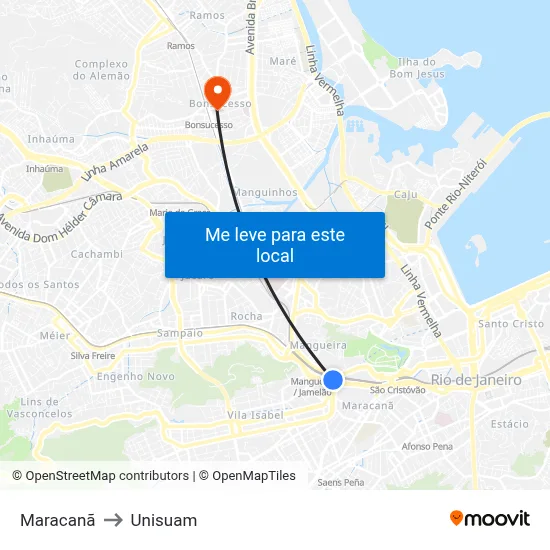 Maracanã to Unisuam map