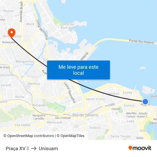 Praça XV ⛴ to Unisuam map