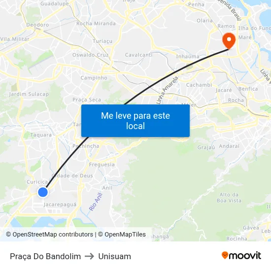 Praça Do Bandolim to Unisuam map