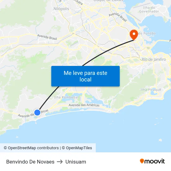 Benvindo De Novaes to Unisuam map