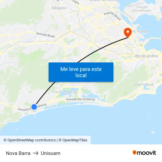 Nova Barra to Unisuam map