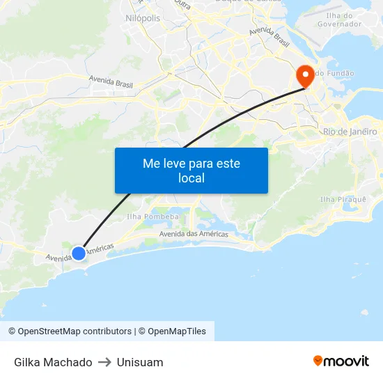 Gilka Machado to Unisuam map