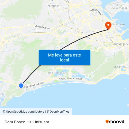 Dom Bosco to Unisuam map