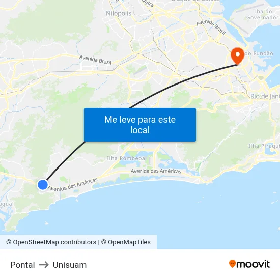 Pontal to Unisuam map