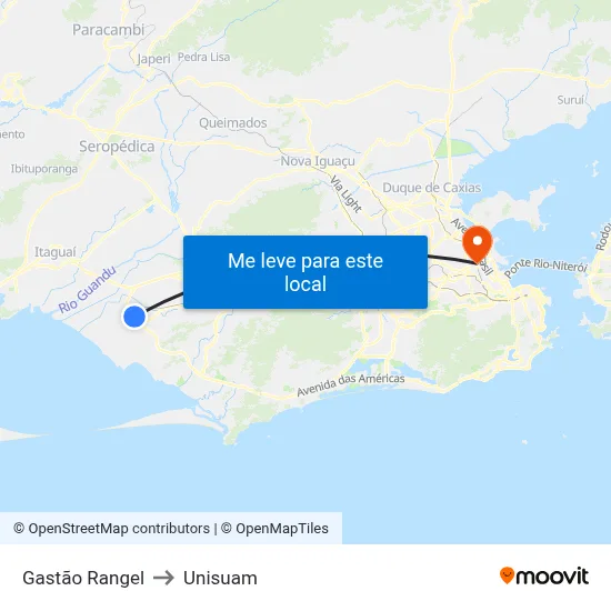 Gastão Rangel to Unisuam map