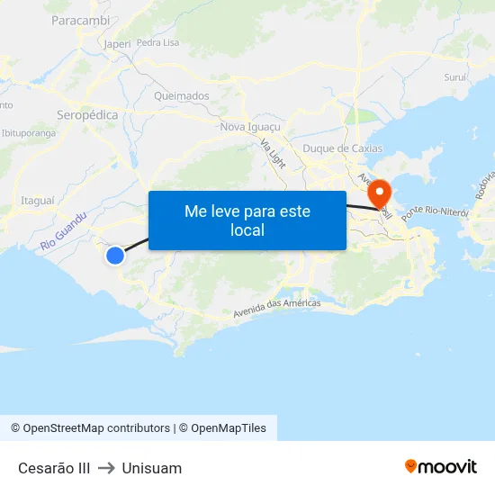 Cesarão III to Unisuam map