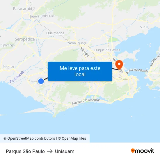 Parque São Paulo to Unisuam map