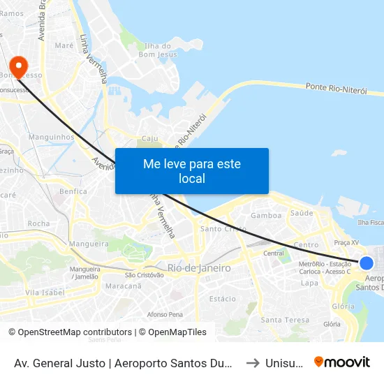 Av. General Justo | Aeroporto Santos Dumont ✈ to Unisuam map