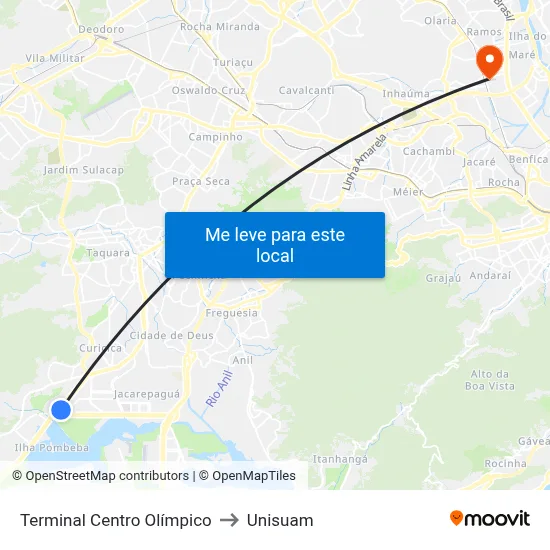 Terminal Centro Olímpico to Unisuam map
