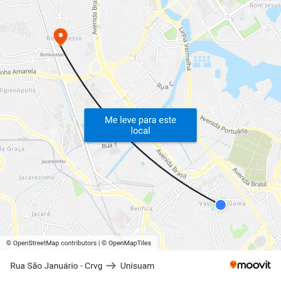 Rua São Januário - Crvg to Unisuam map