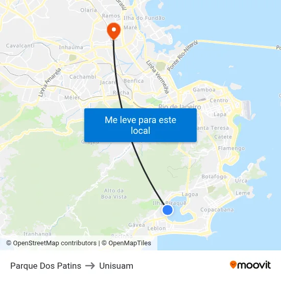 Parque Dos Patins to Unisuam map