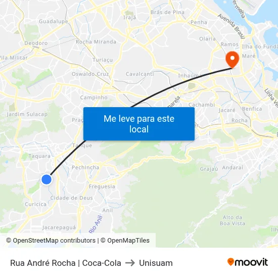 Rua André Rocha | Coca-Cola to Unisuam map