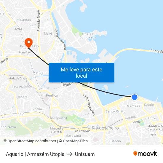 Aquario | Armazém Utopia to Unisuam map