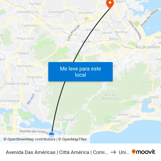 Avenida Das Américas | Città América | Comitê Olímpico Brasileiro - Sentido Alvorada to Unisuam map