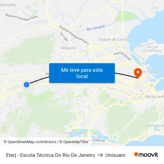 Eterj - Escola Técnica Do Rio De Janeiro to Unisuam map