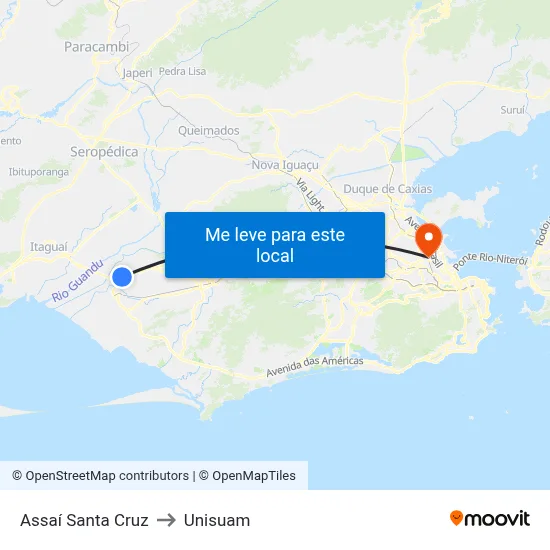 Assaí Santa Cruz to Unisuam map