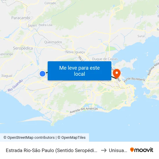 Estrada Rio-São Paulo (Sentido Seropédica) to Unisuam map