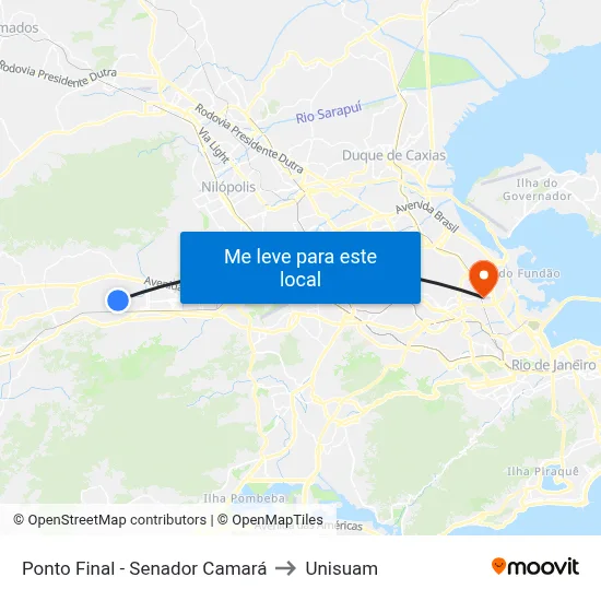 Ponto Final - Senador Camará to Unisuam map