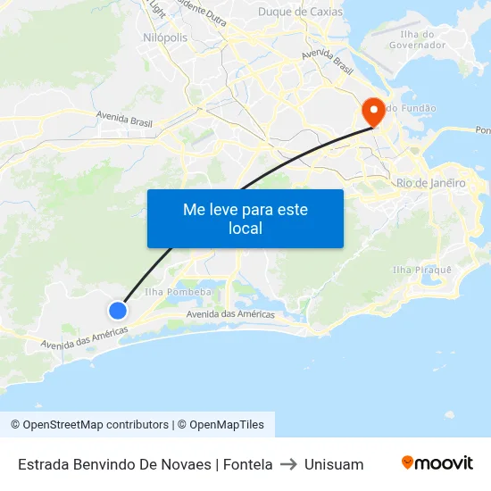 Estrada Benvindo De Novaes | Fontela to Unisuam map