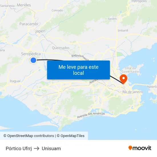 Pórtico Ufrrj to Unisuam map