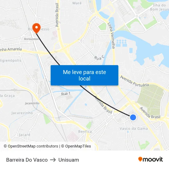Barreira Do Vasco to Unisuam map