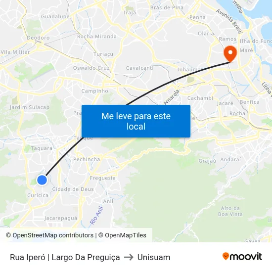 Rua Iperó | Largo Da Preguiça to Unisuam map