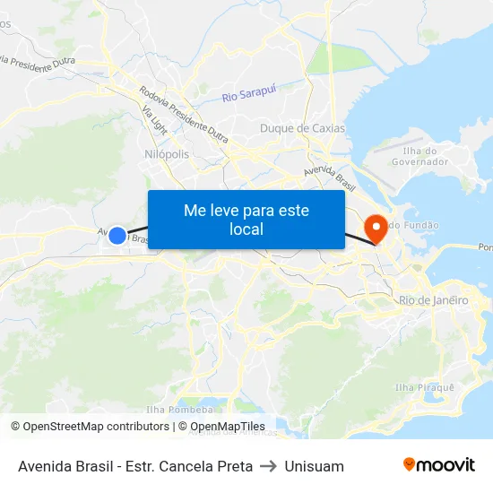 Avenida Brasil - Estr. Cancela Preta to Unisuam map