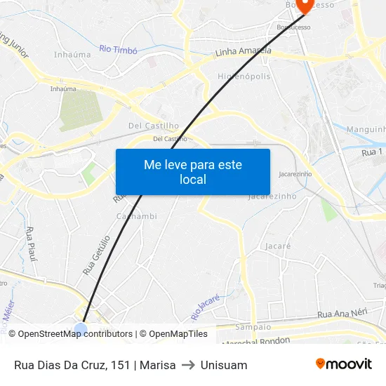 Rua Dias Da Cruz, 151 | Marisa to Unisuam map