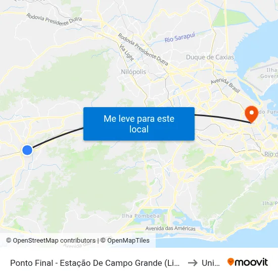 Ponto Final - Estação De Campo Grande (Linhas 770, 771, 2336 E 2339) to Unisuam map