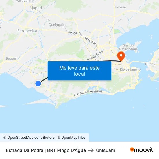 Estrada Da Pedra | BRT Pingo D'Água to Unisuam map