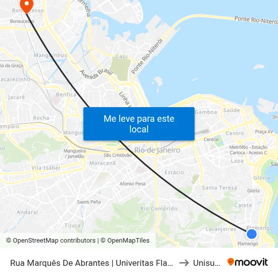 Rua Marquês De Abrantes | Univeritas Flamengo to Unisuam map
