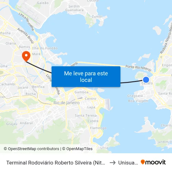 Terminal Rodoviário Roberto Silveira (Niterói) to Unisuam map